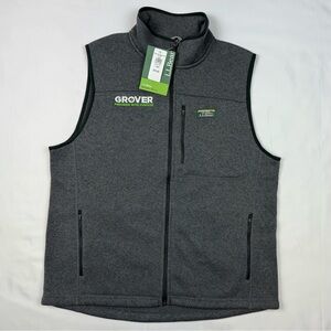 LL Bean Mens Sweater Fleece Vest Large Slightly Fitted Full Zip Company Logo B6